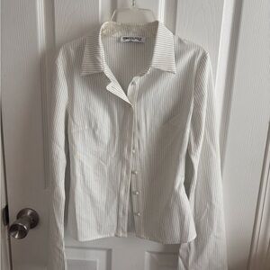 Princess Polly White Striped Dress Shirt